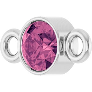 14K White Gold Natural Pink Tourmaline Link