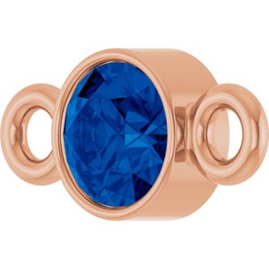 14K Rose Gold Lab-Grown Blue Sapphire Link