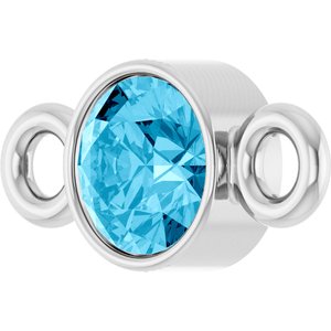 14K White Gold Natural Aquamarine Link