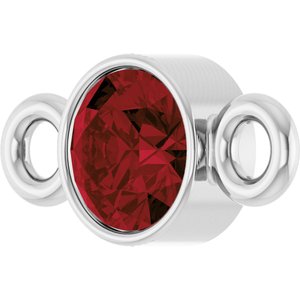 14K White Gold Natural Mozambique Garnet Link