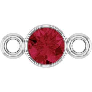 14K White Gold Lab-Grown Ruby Link