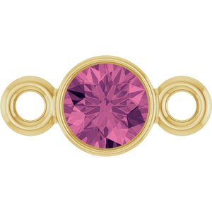 14K Yellow Gold Natural Pink Tourmaline Link