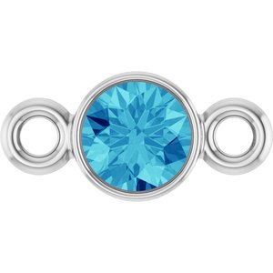 14K White Gold Natural Blue Zircon Link