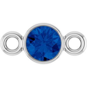 14K White Gold Lab-Grown Blue Sapphire Link