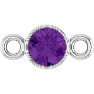 14K White Gold Natural Amethyst Link