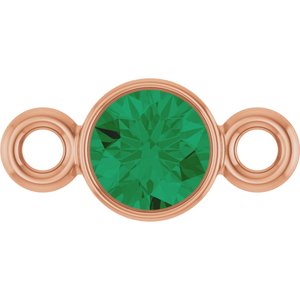 14K Rose Gold Natural Emerald Link