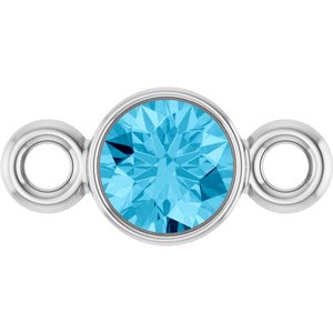 14K White Gold Natural Aquamarine Link