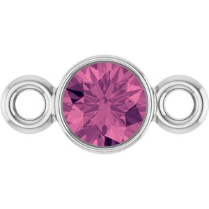 14K White Gold Natural Pink Tourmaline Link