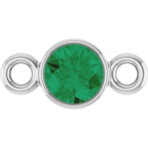 14K White Gold Natural Emerald Link