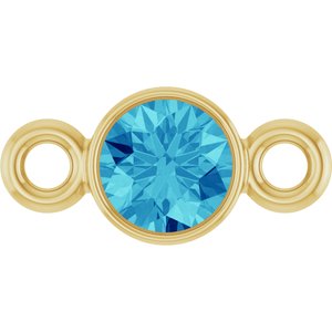 14K Yellow Gold Natural Blue Zircon Link