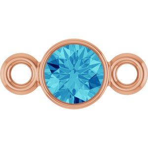 14K Rose Gold Natural Blue Zircon Link