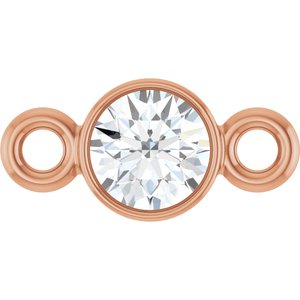 14K Rose Gold Natural White Sapphire Link