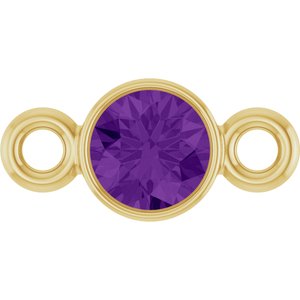 14K Yellow Gold Natural Amethyst Link
