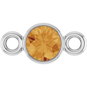 14K White Gold Natural Citrine Link