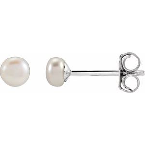 Button Pearl Stud Earrings