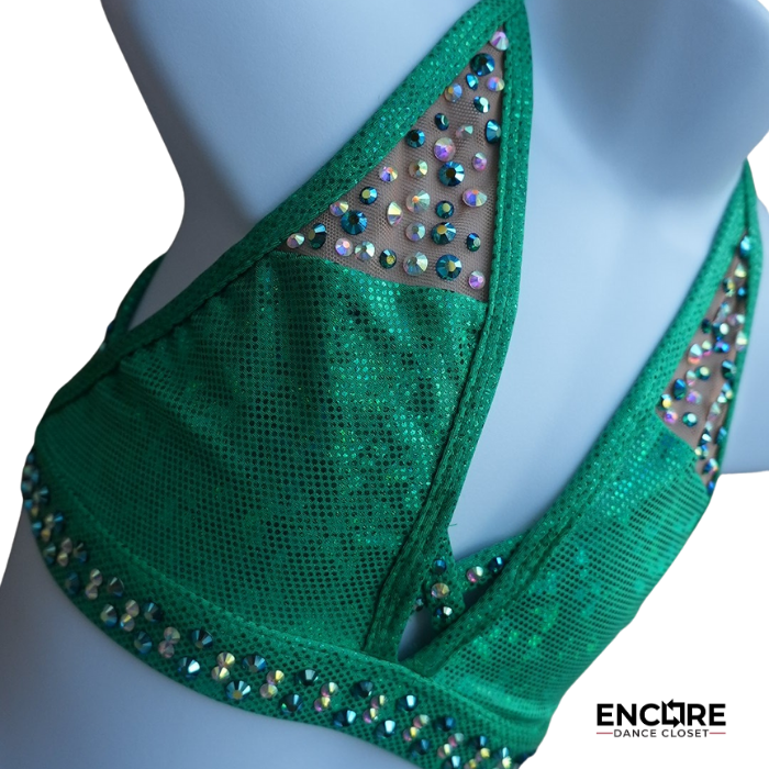 Emerald Green Rhinestone Fringe Costume