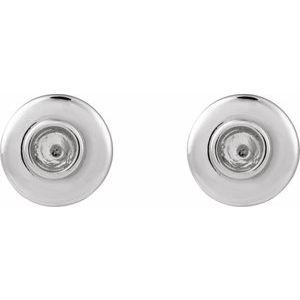 Platinum 3 mm Round Bezel-Set Puffed Stud Earring Mounting – image 2