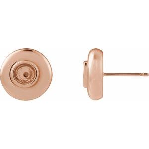 14K Rose Gold 3 mm Round Bezel-Set Puffed Stud Earring Mounting