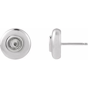 Platinum 4.1 mm Round Bezel-Set Puffed Stud Earring Mounting