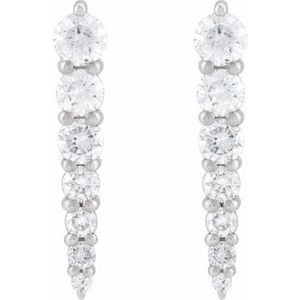 Platinum 1/3 CTW Natural Diamond Graduated Bar Earrings – image 2