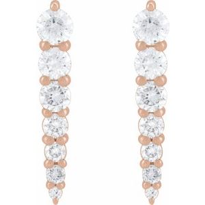 14K Rose Gold 1/3 CTW Natural Diamond Graduated Bar Earrings – image 2