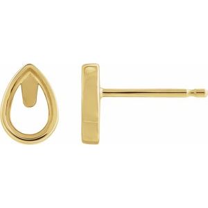 14K Yellow Gold 8x5 mm Pear Bezel-Set Cabochon Earring Mounting