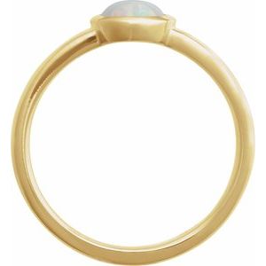 14K Yellow Gold Lab-Grown White Opal Cabochon Ring