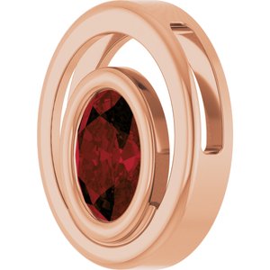 14K Rose Gold Natural Mozambique Garnet Solitaire Slide Pendant