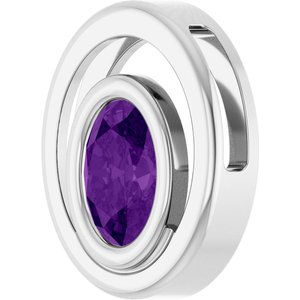 14K White Gold Natural Amethyst Solitaire Slide Pendant