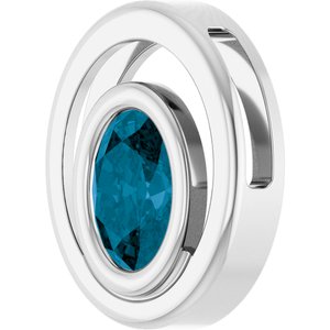 Sterling Silver Natural London Blue Topaz Solitaire Slide Pendant