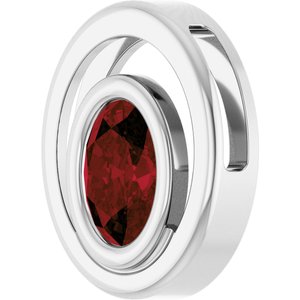 Platinum Natural Mozambique Garnet Solitaire Slide Pendant