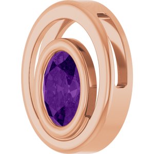 14K Rose Gold Natural Amethyst Solitaire Slide Pendant