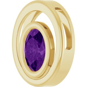 14K Yellow Gold Natural Amethyst Solitaire Slide Pendant