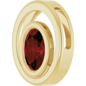 14K Yellow Gold Natural Mozambique Garnet Solitaire Slide Pendant