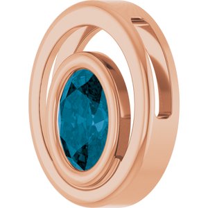 14K Rose Gold Natural London Blue Topaz Solitaire Slide Pendant
