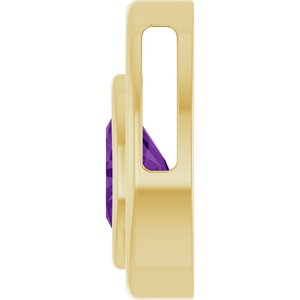 14K Yellow Gold Natural Amethyst Solitaire Slide Pendant