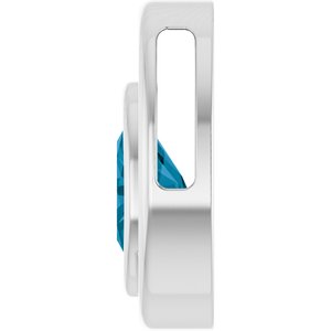 Platinum Natural London Blue Topaz Solitaire Slide Pendant