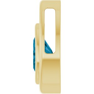 14K Yellow Gold Natural London Blue Topaz Solitaire Slide Pendant