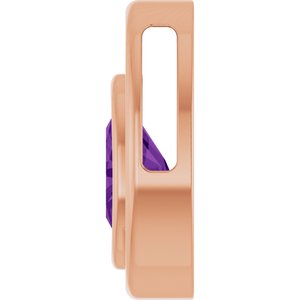 14K Rose Gold Natural Amethyst Solitaire Slide Pendant