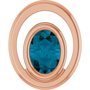 14K Rose Gold Natural London Blue Topaz Solitaire Slide Pendant