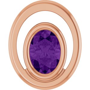 14K Rose Gold Natural Amethyst Solitaire Slide Pendant
