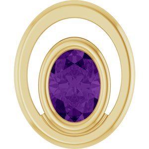 14K Yellow Gold Natural Amethyst Solitaire Slide Pendant