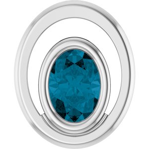 Sterling Silver Natural London Blue Topaz Solitaire Slide Pendant