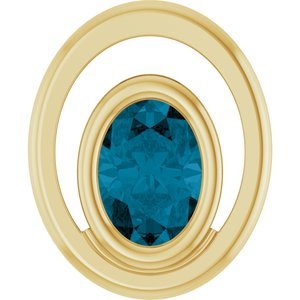 14K Yellow Gold Natural London Blue Topaz Solitaire Slide Pendant