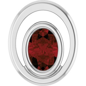 Platinum Natural Mozambique Garnet Solitaire Slide Pendant