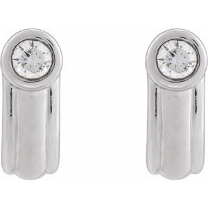 14K White Gold 1/5 CTW Natural Diamond Solitaire J Hoop Earrings