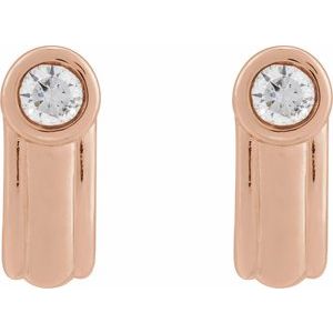14K Rose Gold 1/5 CTW Natural Diamond Solitaire J Hoop Earrings