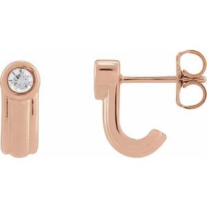 14K Rose Gold 1/5 CTW Natural Diamond Solitaire J Hoop Earrings