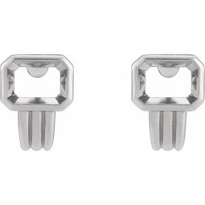 Sterling Silver 7x5 mm Emerald Bezel-Set Earring Mounting – image 2