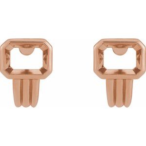 14K Rose Gold 7x5 mm Emerald Bezel-Set Earring Mounting – image 2